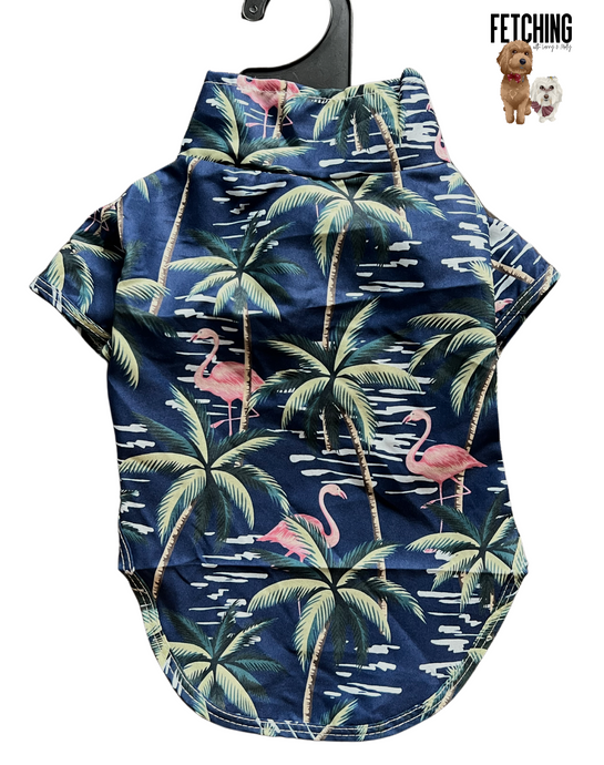 Flamingo Palms (navy)