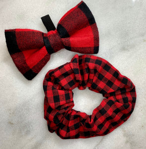 Original Buffalo Plaid Bow Tie & Matching Scrunchie Set