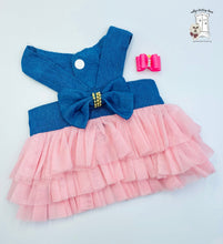 Load image into Gallery viewer, Denim Pink Ruffled Dress